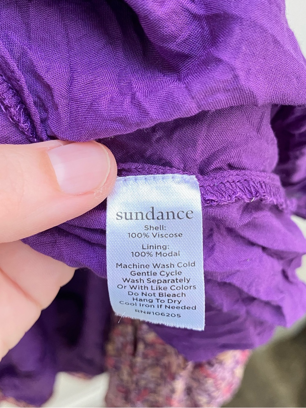 Sundance floral mulberry purple crepe viscose tiered midi dress size large - Picture 7 of 7